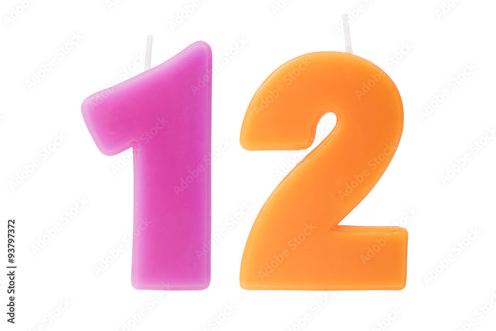 Twelfth birthday candles isolated Twelfth birthday candles isolated