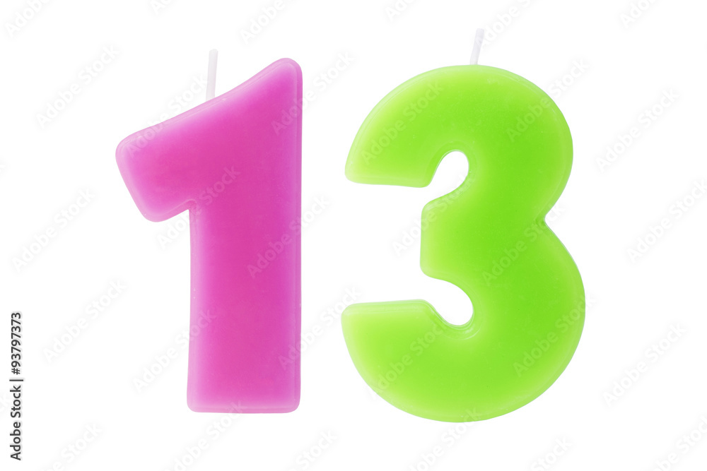 Thirteenth birthday candles isolated Thirteenth birthday candles isolated