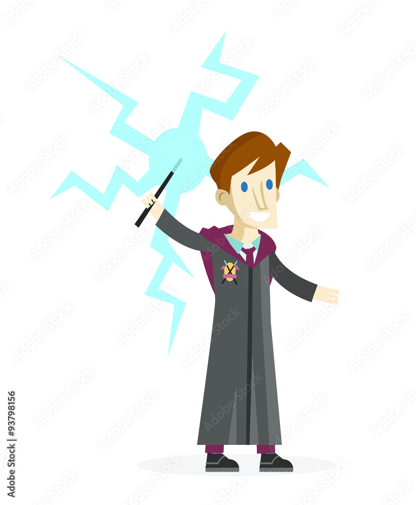 estudiante de magia lanzando un hechizo