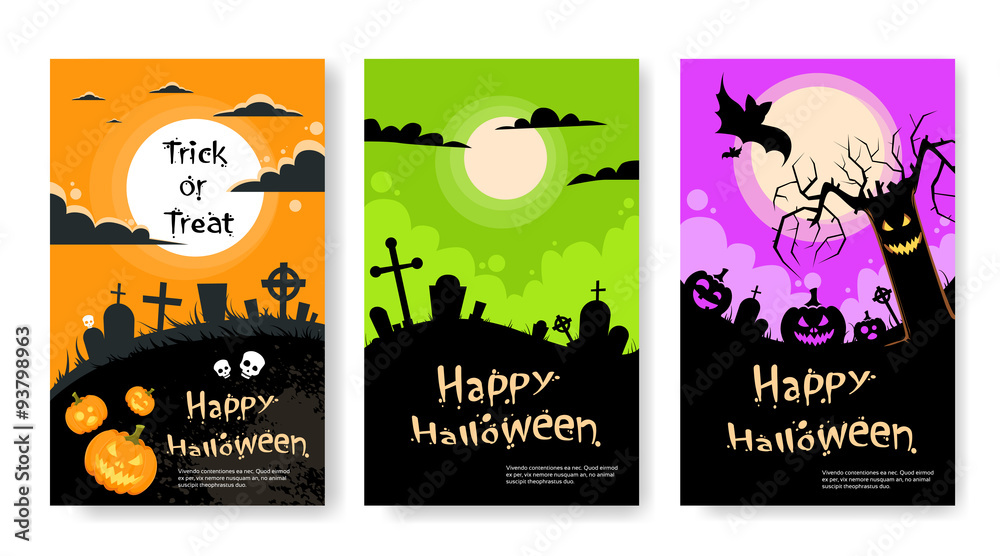 Halloween Party Invitation Card Poster Set