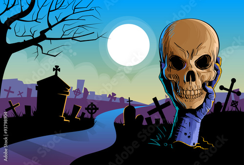Zombie Hand Hold Dead Skull Head Undead Arm From Ground