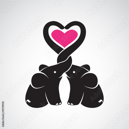 Vector image of elephant and heart on white background, The expr