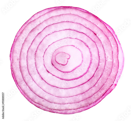Red onions ring isolated on white background