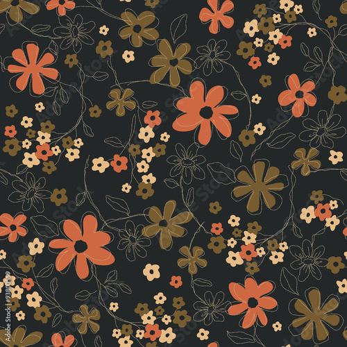 The repeat design of an floral pattern Color Brown