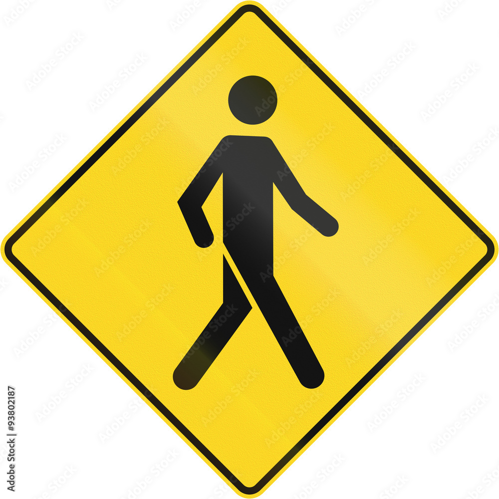 Canadian road warning sign - Pedestrian crossing. This sign is used in Quebec Canadian road warning sign - Pedestrian crossing. This sign is used in Quebec