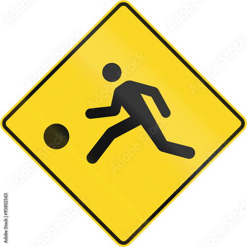 Wallpaper Mural Warning road sign in Canada - Playing children. This sign is used in Quebec Torontodigital.ca