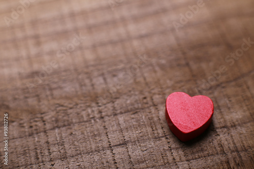 Red Heart On Wooden Background