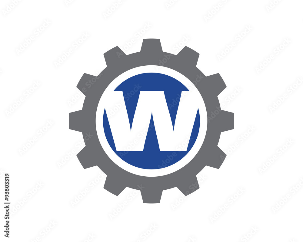 W Letter Gear Logo