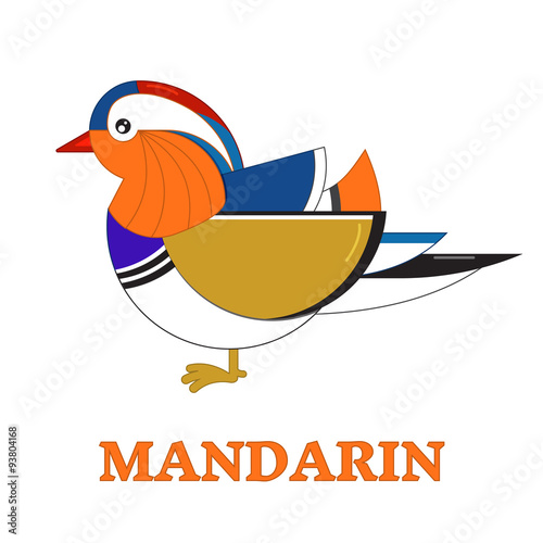 Mandarin Duck Geometric Line Icon