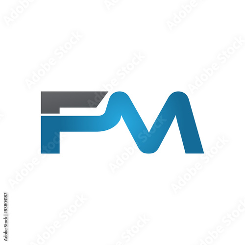 FM company linked letter logo blue