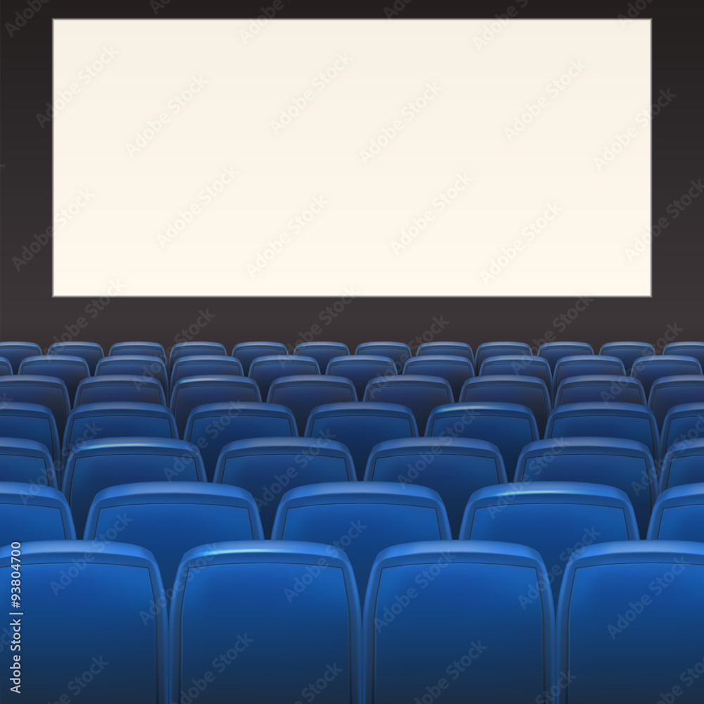 Blue seats with blank screen