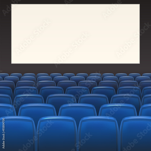 Blue seats with blank screen