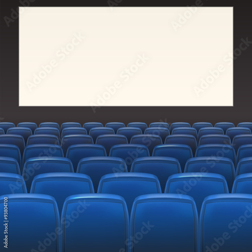 Blue seats with blank screen