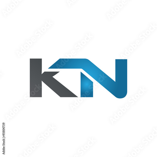 KN company linked letter logo blue
