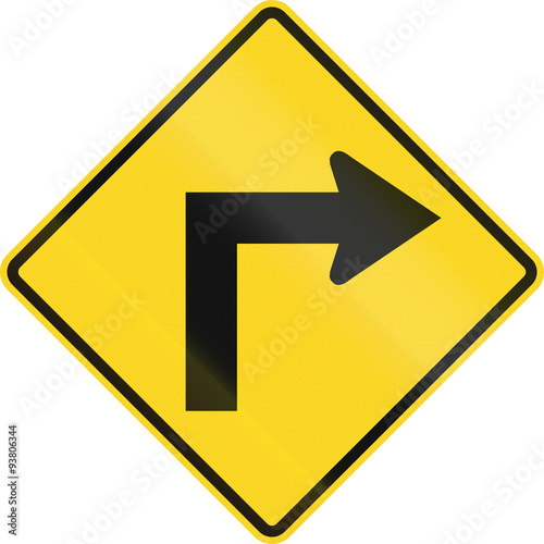 Free Download Canadian road warning sign - Right curve ahead. This sign is used in Ontario - GFXLoad