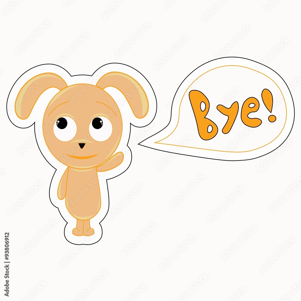 Orange funny cartoon rabbit says Bye Stock Vector | Adobe Stock