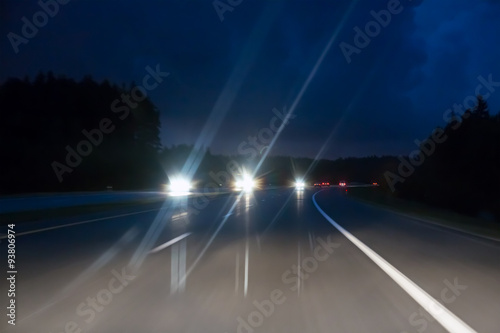speed motion on night road