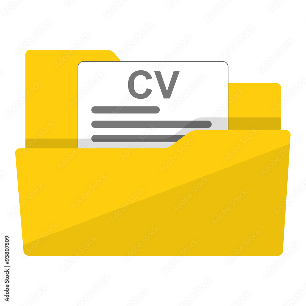 Icono plano texto CV en carpeta Icono plano texto CV en carpeta