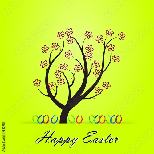 Easter tree with Easter eggs and spring flowers