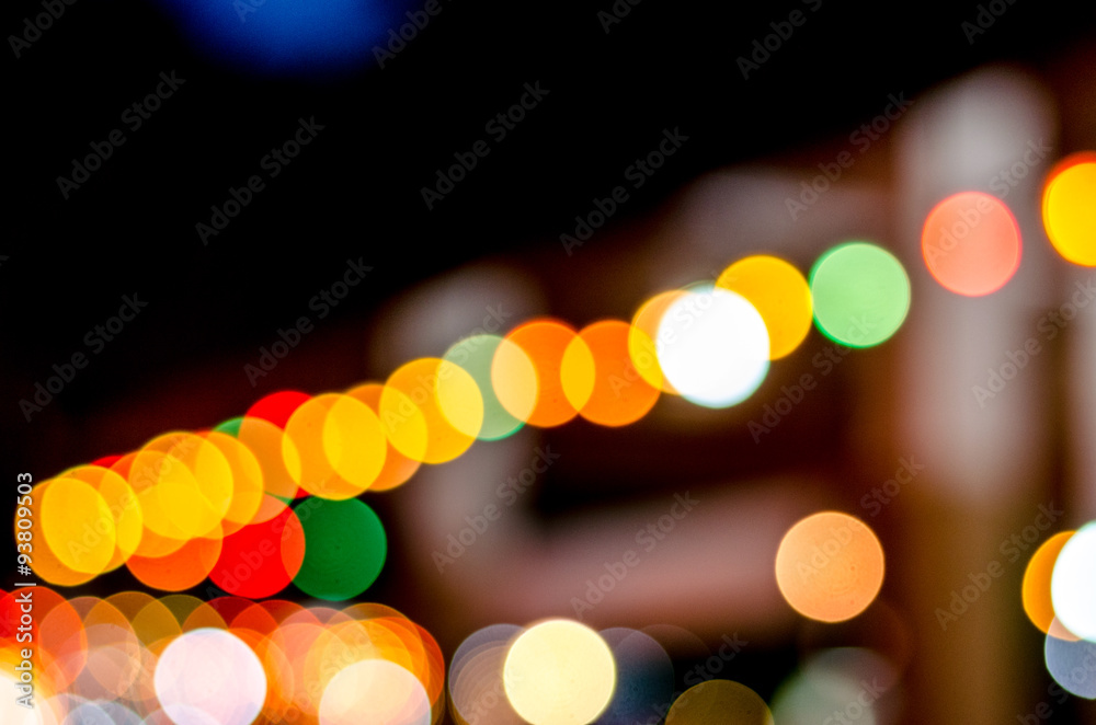 Fototapeta premium Abstract bokeh around office in night