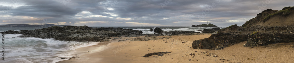 Fototapeta premium Beautiful sunrise landscape image of Godrevy in Corwnall England