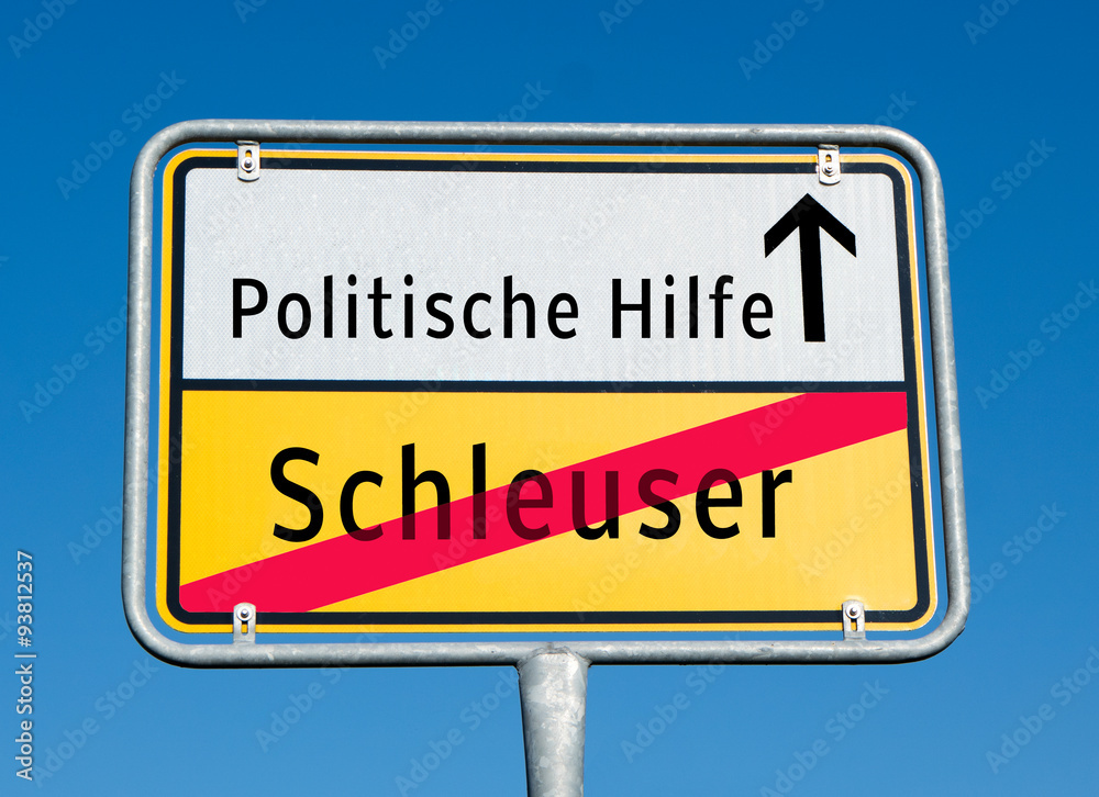 Ortstafel Politische Hilfe/Schleuser Ortstafel Politische Hilfe/Schleuser