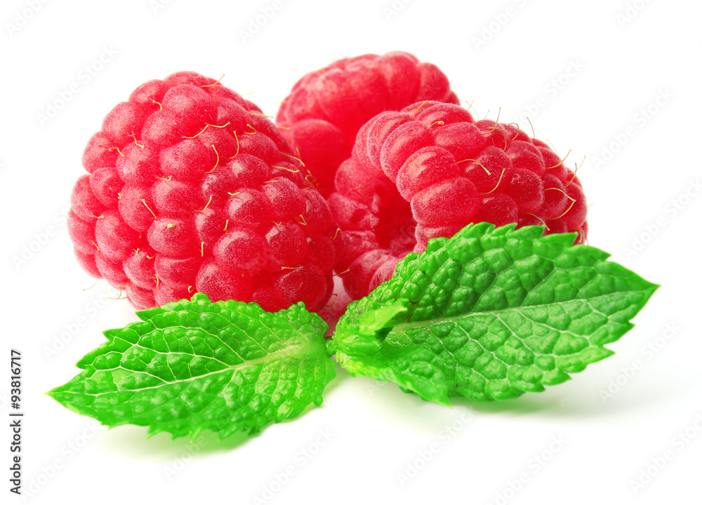 Fresh red raspberries isolated on white Fresh red raspberries isolated on white