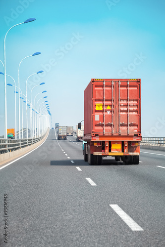 container truck on the bridge