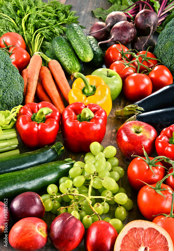 Composition with a variety of organic vegetables and fruits