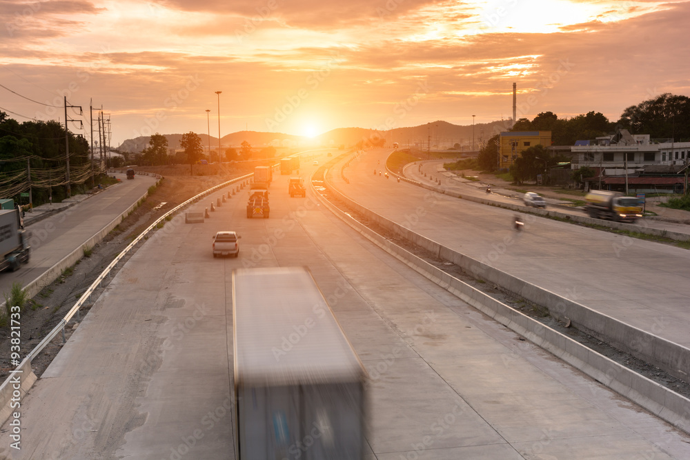 Obraz premium Truck container on road speed delivery