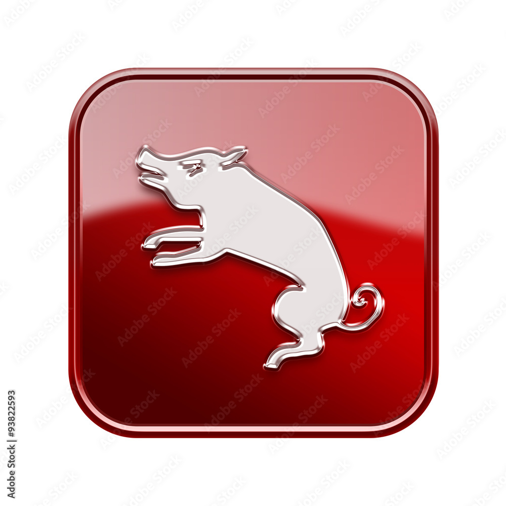 Rat Zodiac icon red, isolated on white background. StockIllustration