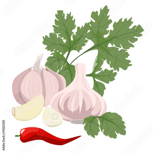  garlic, parsley and hot red pepper