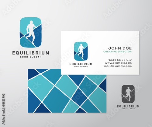 Equilibrist or a Tightrope Walker Abstract Vector Sign, Logo