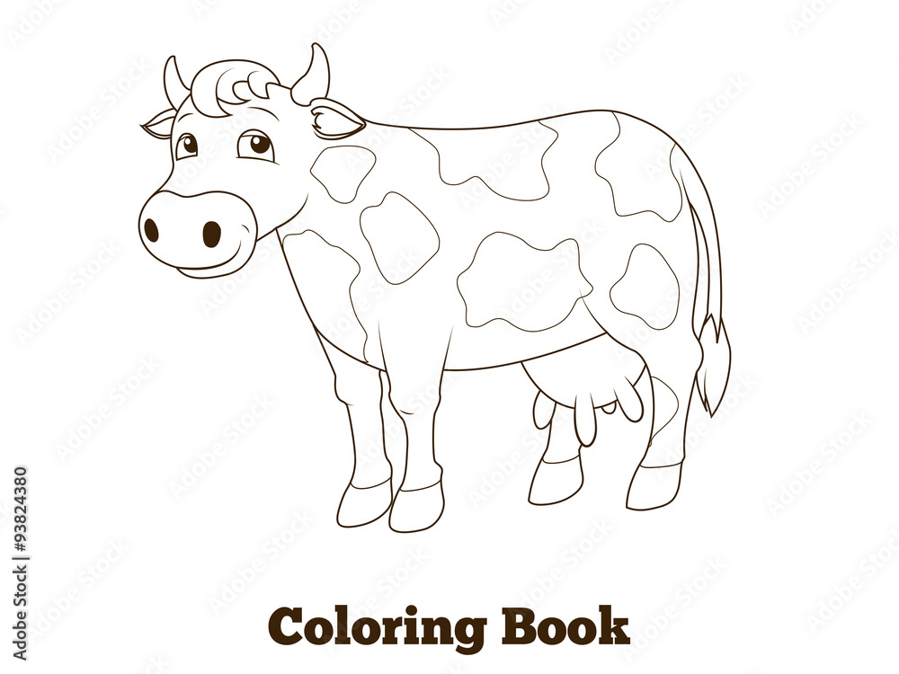 Coloring book cow cartoon educational illustration Coloring book cow cartoon educational illustration