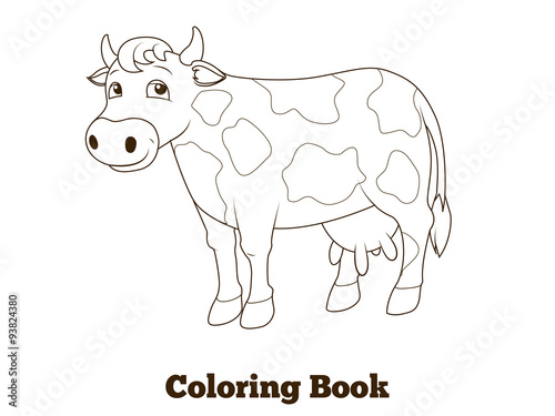 Coloring book cow cartoon educational illustration