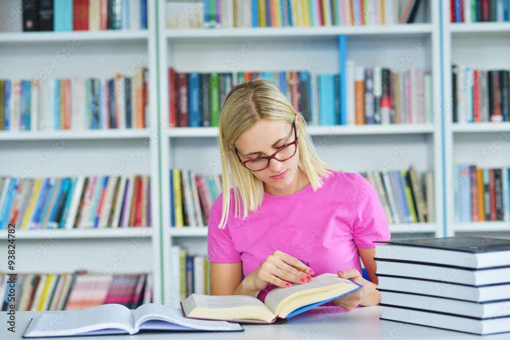 beautiful young woman study in the library beautiful young woman study in the library