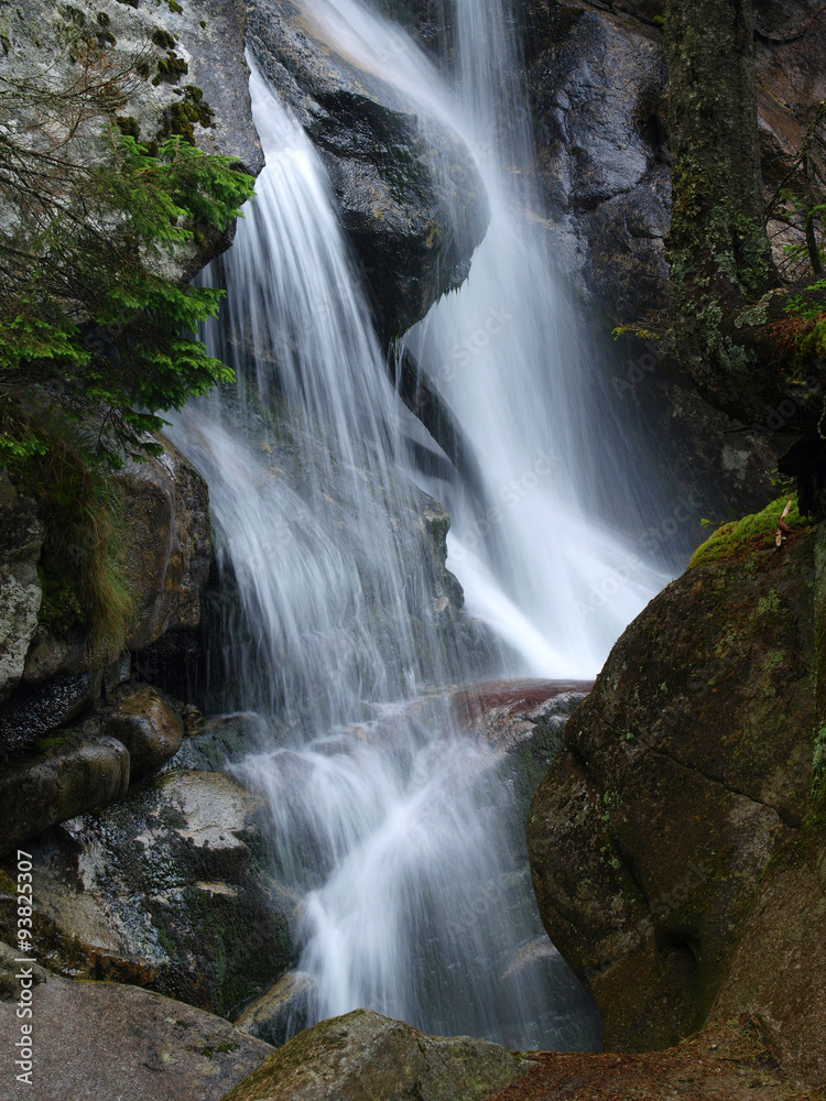 Waterfall long exposure landscape image in in the Tatras National Park, Slovakia