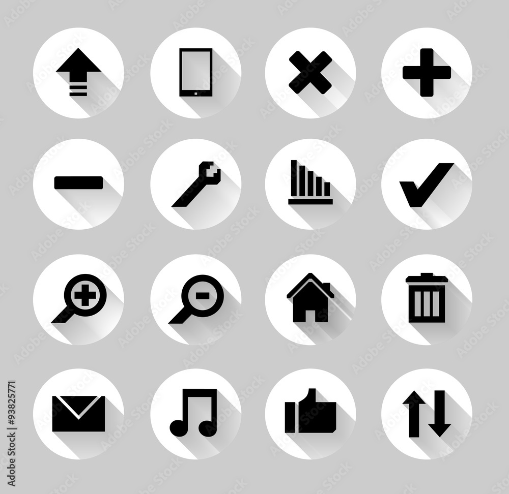 Set of colorful web icons with long shadows Set of colorful web icons with long shadows