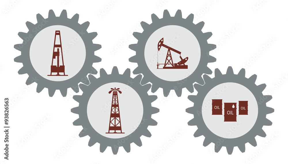 Set gear with silhouettes of the oil industry. Set gear with silhouettes of the oil industry.
