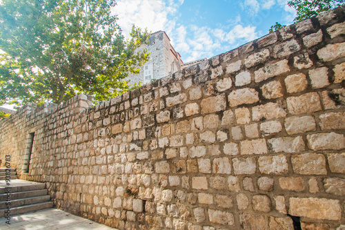 Street and old houses walls in the Old Town in Dubrovnik  Croatia 