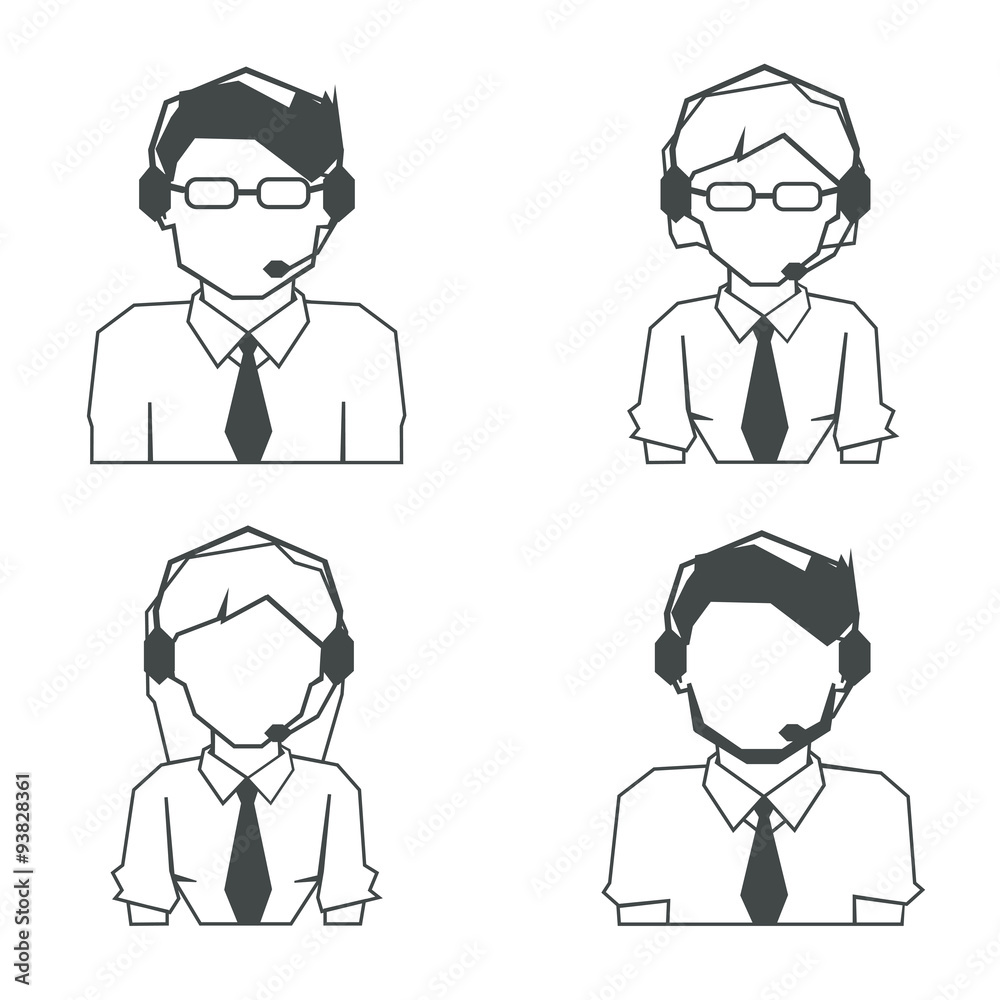 Set of call center linear avatar icons . Set of call center linear avatar icons .