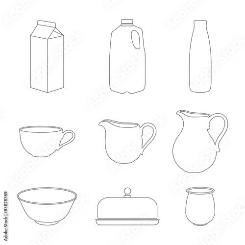 Fotografie Milk icons set.