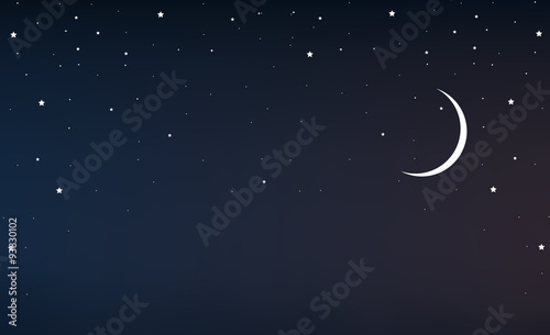 night sky with a crescent moon and stars photo