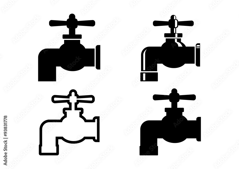 Faucet vector icons on white background Faucet vector icons on white background
