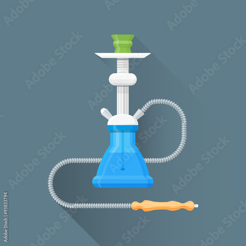 vector flat blue metal hookah illustration icon.