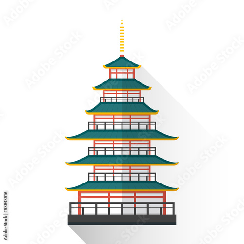 vector flat japan multistory pagoda illustration icon.