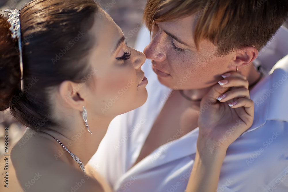 Bride and groom on the beach