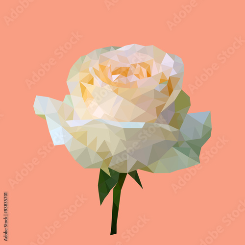 polygonal rose, polygon geometric flower, isolated vector