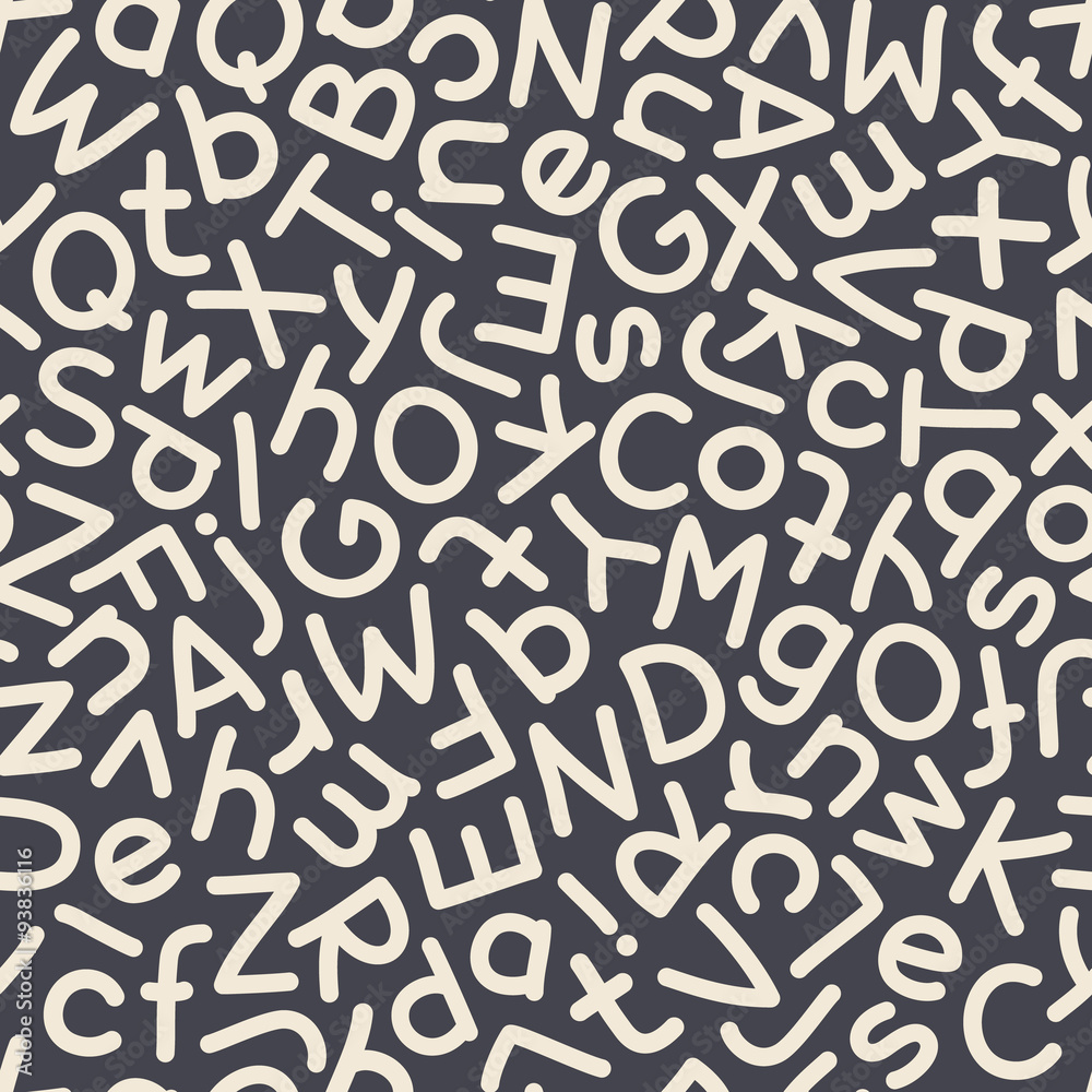 Hand Drawn Mix Letters Seamless Pattern Dark Hand Drawn Mix Letters Seamless Pattern Dark