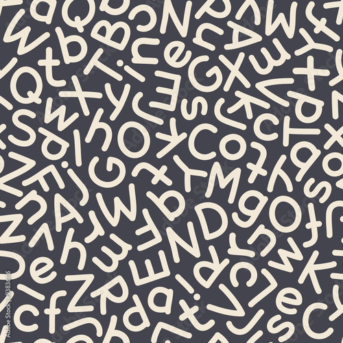 Hand Drawn Mix Letters Seamless Pattern Dark